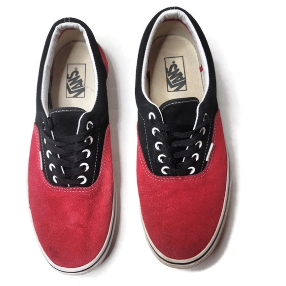 Vans era red and black suede low top sneakers 10.5 - Picture 2 of 9